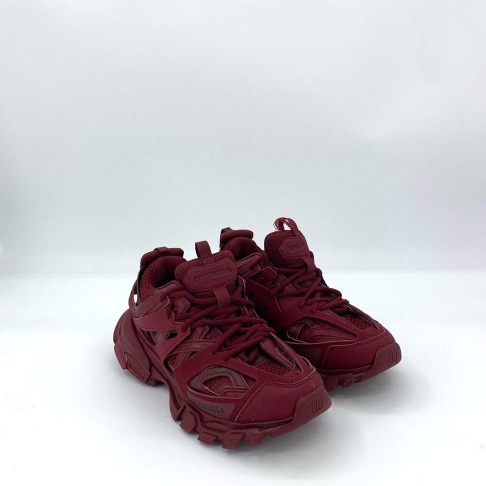 Balenciaga Track Sneakers Mens Size 9 Burgundy Mesh & Rubber Chunky Sole Athleti - Picture 2 of 7